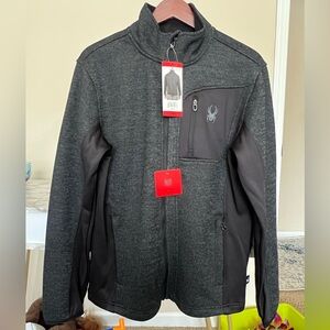 Spyder Men's Relaxed Fit Full Zip Black Jacket- Medium